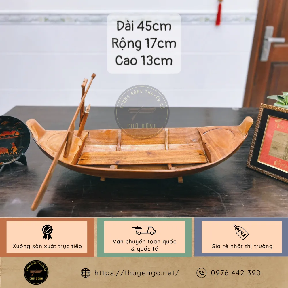 Hình ảnh Thuyền gỗ mini 45cm giá rẻ trang trí bàn làm việc