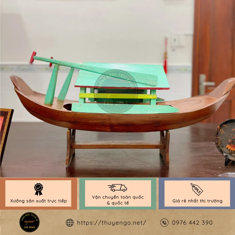 Hình ảnh Thuyền gỗ mini 90cm giá rẻ trang trí hoa, trái cây