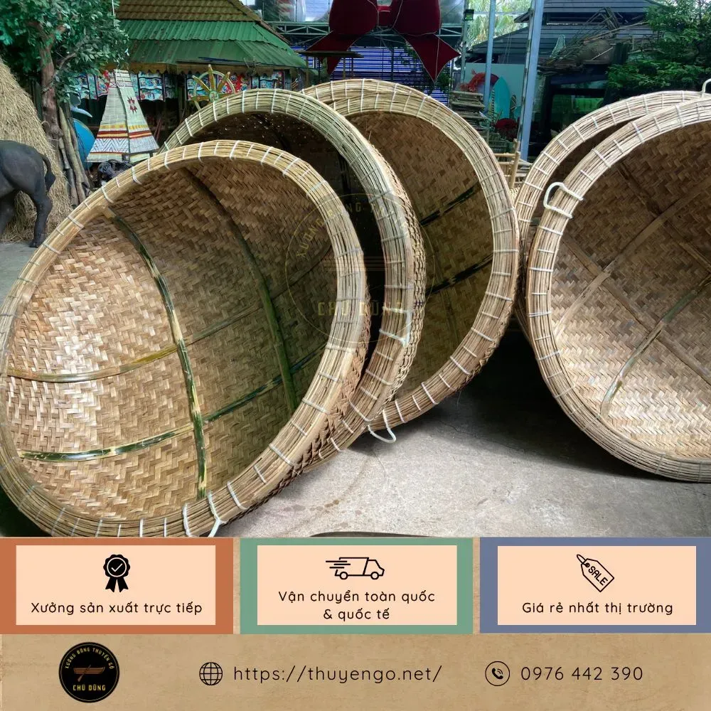 Thuyền thúng 1m5 trang trí, phủ sơn bóng chống mối mọt